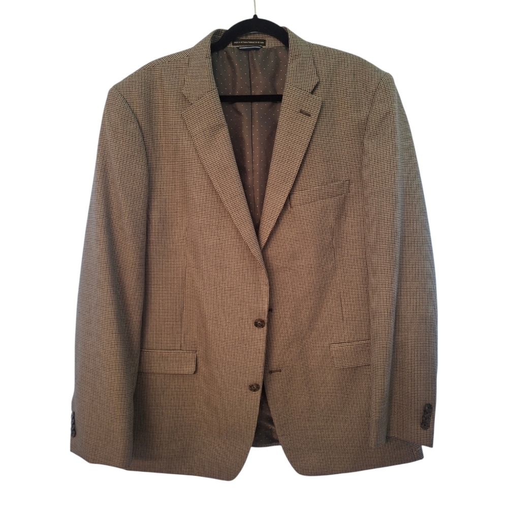 Tommy Hilfiger 46L Tan/Brown/White Classic Herringbone Suit Jacket/Blazer